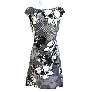 LRL Lauren Ralph Lauren Floral Dress Ruched Hip Sleeveless Lined Flattering 8P
